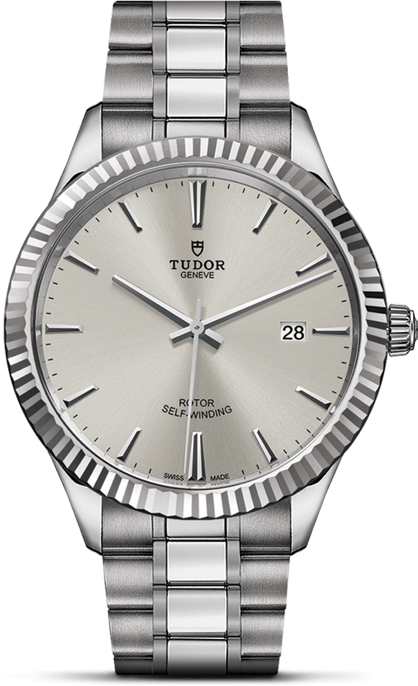 Silver Dial - Tudor Style 38mm Blau (900x1200), Png Download
