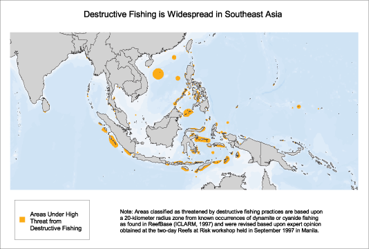 Destructive Fishing Is Widespread In Southeast Asia - Map Of Australasia Outline (540x360), Png Download