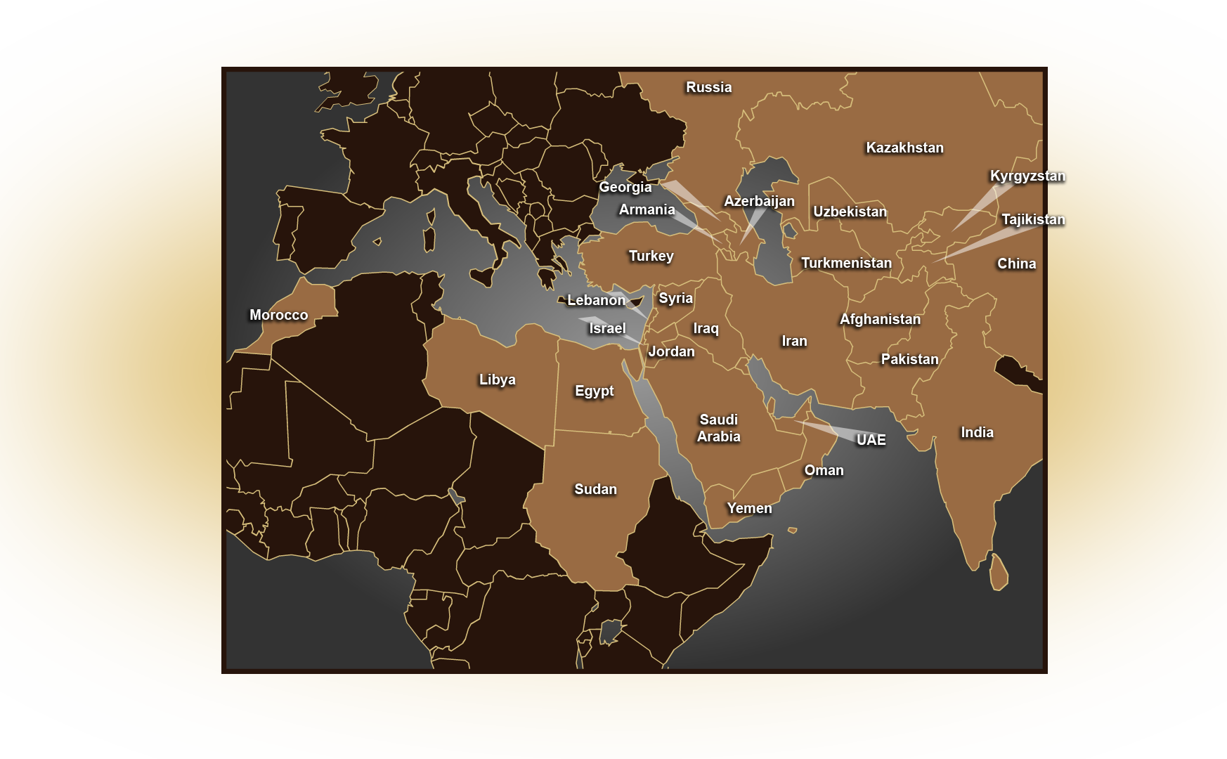 Map Of Cnetral And Southwest Asia With Country Names - Atlas - Free ...