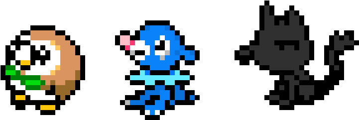 Rowlet, Popplio, And Litten - Popplio Pixel Art (840x350), Png Download