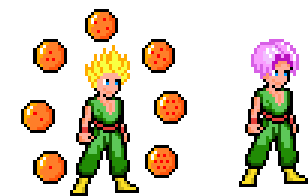 Kid Trunks / Ssj Kid Trunks Dragonballs - Pansexual Pixel Hearts Tablet - Ipad 2nd, 3rd, 4th (1070x680), Png Download