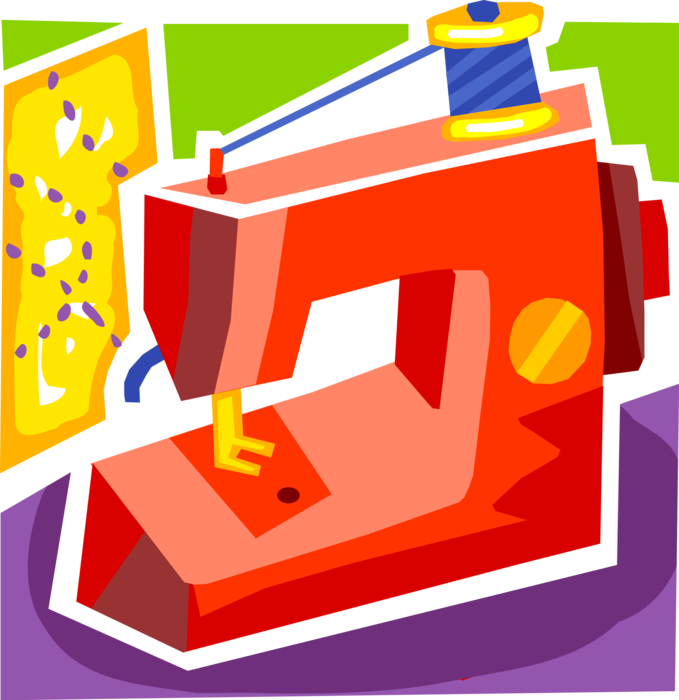 Vector Illustration Of Home Sewing Machine For Stitching (679x700), Png Download