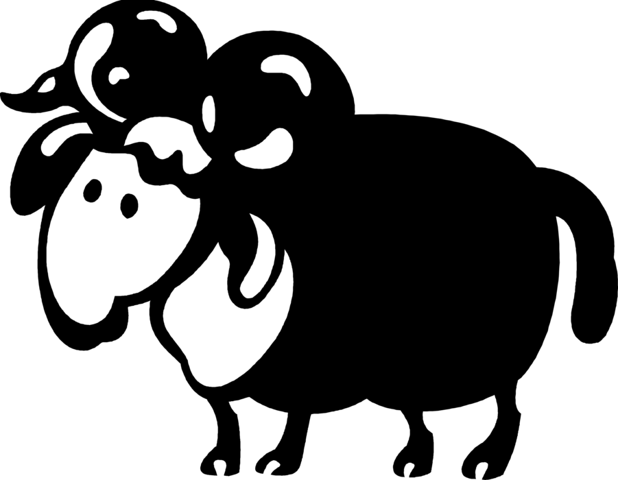 Vector Illustration Of Mountain Goat Ram With Horns - Cartoon (901x700), Png Download