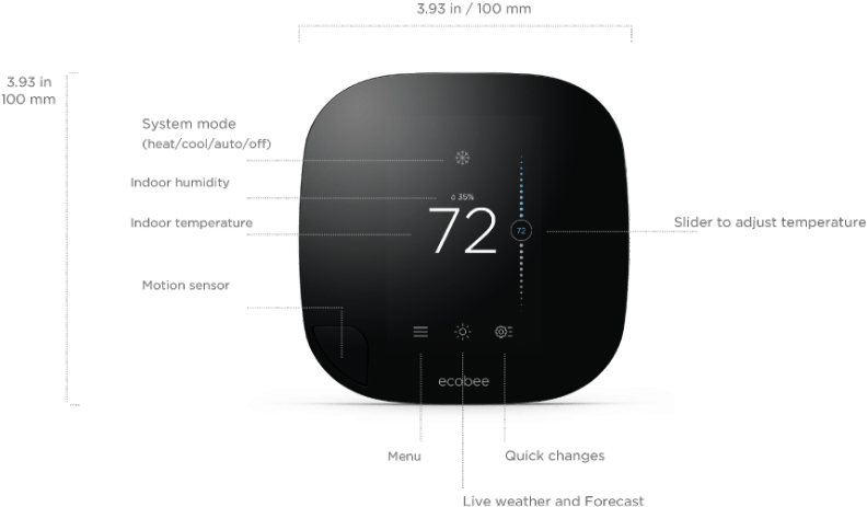 Smart Ecobee Nest Google Thermostat Nest Thermostat - Ecobee 3 Thermostat - Wi-fi (800x473), Png Download