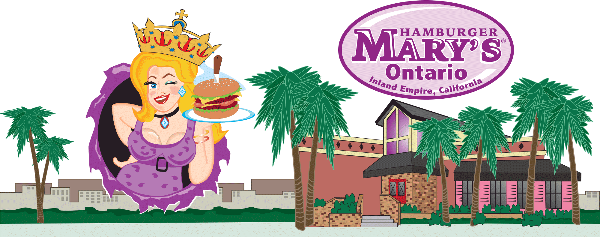 Hamburger Marys Ontario California Skyline - Hamburger Mary's Ontario (2000x900), Png Download