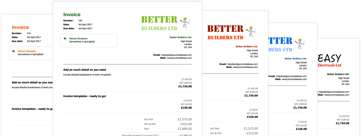 Invoice Templates - Plasterers Invoice (1160x438), Png Download