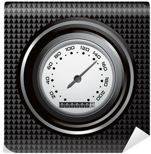 Speedometer On Black Checkered Web Button Wall Mural - Triangle2 Black Marble & Blue Colored Pencil All-over-print (400x400), Png Download