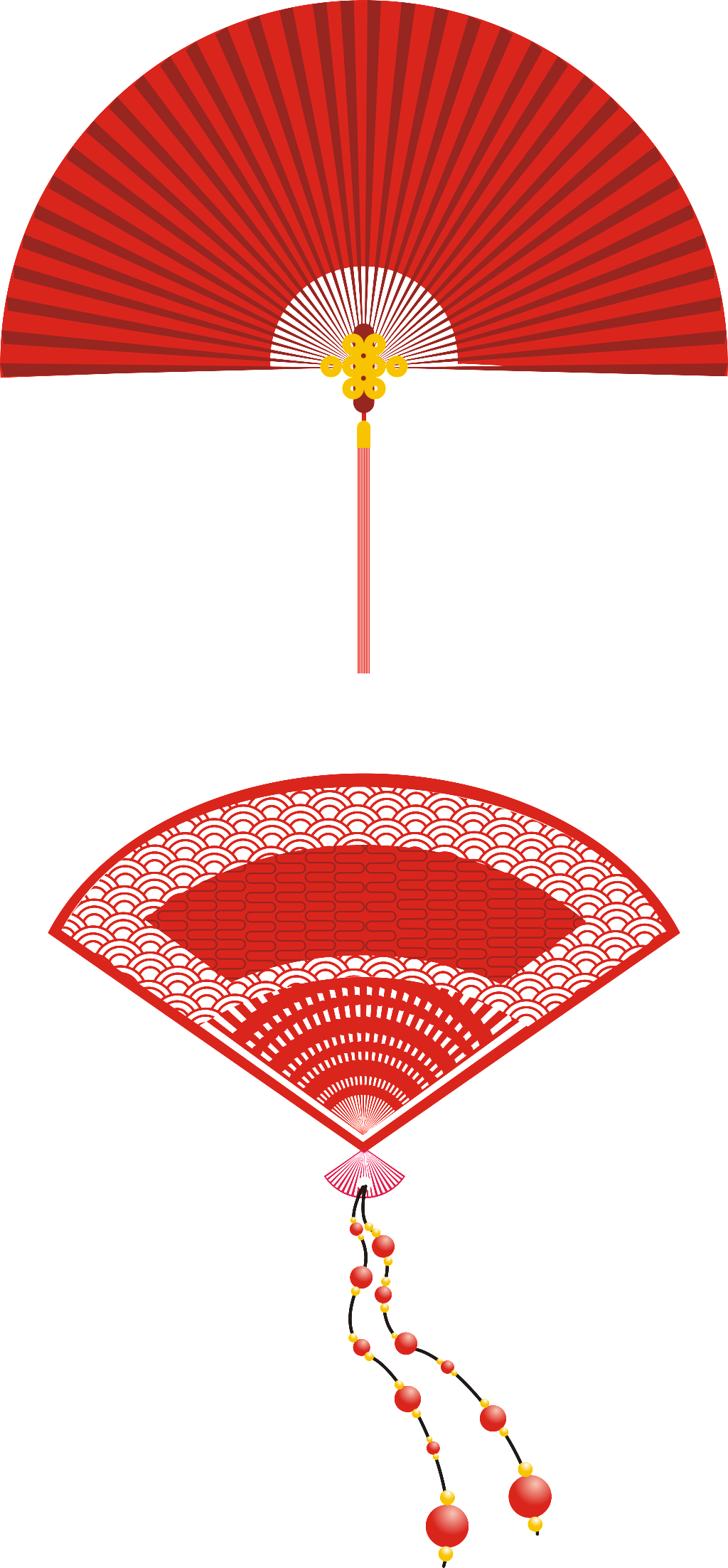Chinese Style Traditional Design Semi Circular Folding - Hand Fan (1024x2205), Png Download