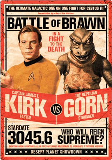 Star Trek Kirk Vs Gorn Tin Sign - Kirk Vs Gorn Poster (555x555), Png Download