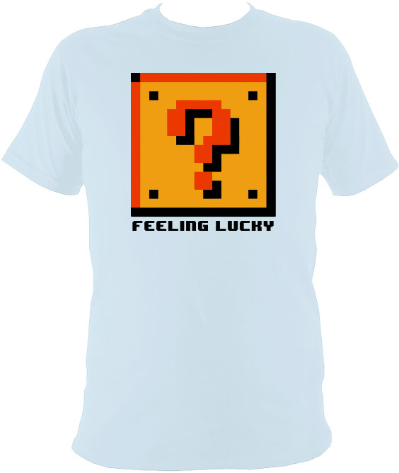 Feeling Lucky Block T-shirt - Question Mark Block Pixel Art (595x680), Png Download
