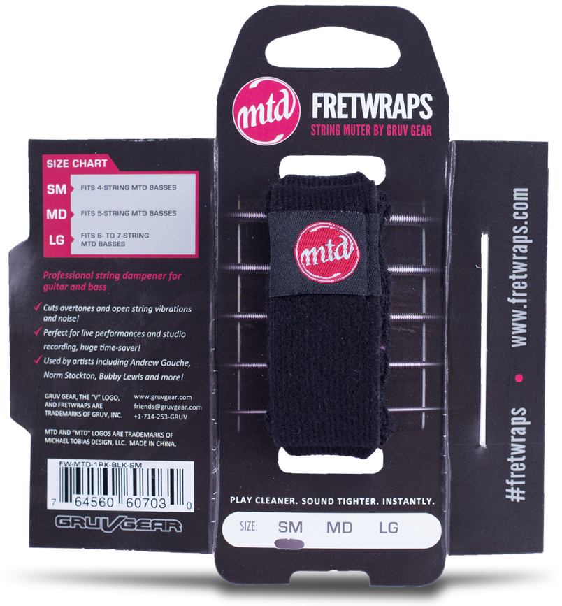 Mtd Fretwraps - Gruv Gear Fw-mtd-1pk-blk-lg String Bass Care, Black, (1000x1000), Png Download