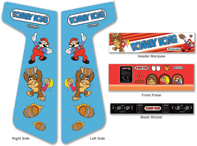 Custom Interchangeable Donkey Kong Graphics For Xtension - Donkey Kong Arcade Machine Decals (800x579), Png Download