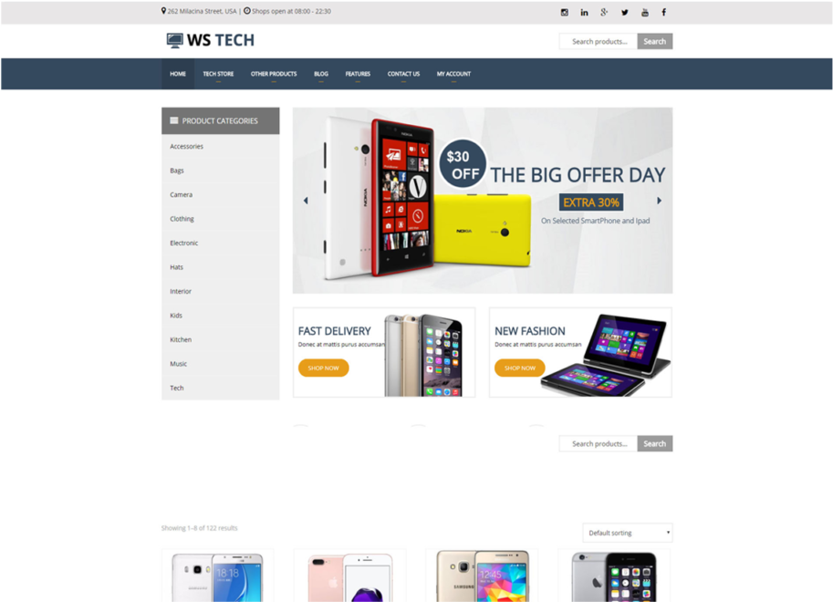 Ws Tech Free Responsive Hi-tech Store Woocommerce Wordpress - Tech Graphics Website (1000x750), Png Download