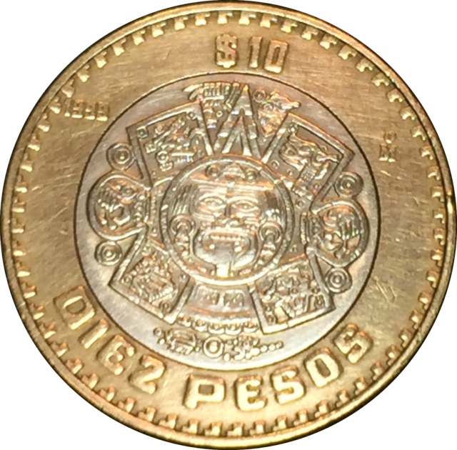 1999~mexico~10 Diez Nuevos Pesos~ Estados Unidos Mexicanos~a - 10 Pesos Png (640x630), Png Download