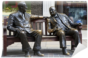 Roosevelt & Winston Churchill Statue In London Wall - Bond Street (400x400), Png Download