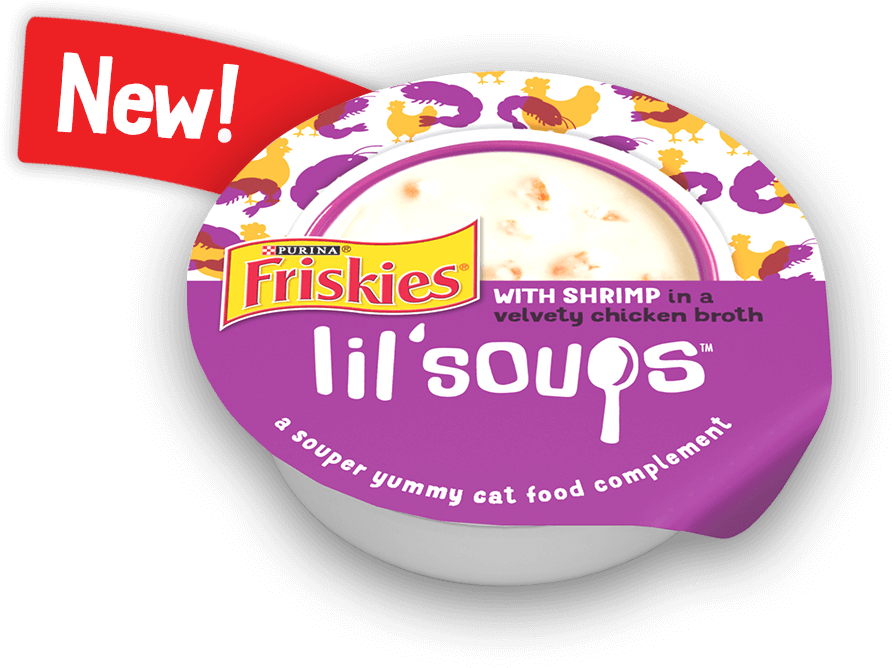 New Lil' Soups™ With Shrimp In A Velvety Chicken Broth - Friskies Lil Soups (1400x978), Png Download