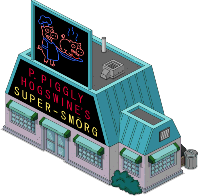 Piggly Super Smorg - The Simpsons (682x675), Png Download