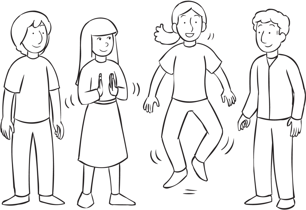 Back Line Of People Playing Jump Clap Spin Run Energiser - Jump Clap (1024x768), Png Download