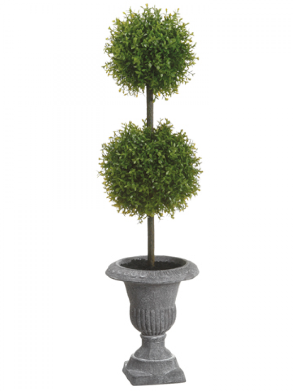 22" Tea Leaf Double Ball Topiary In Paper Mache Urn (800x800), Png Download