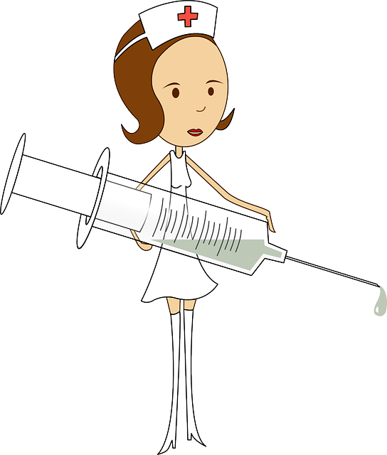 Svg Free Library Cough Clipart Woman - Nurse With Syringe Clipart (544x640), Png Download