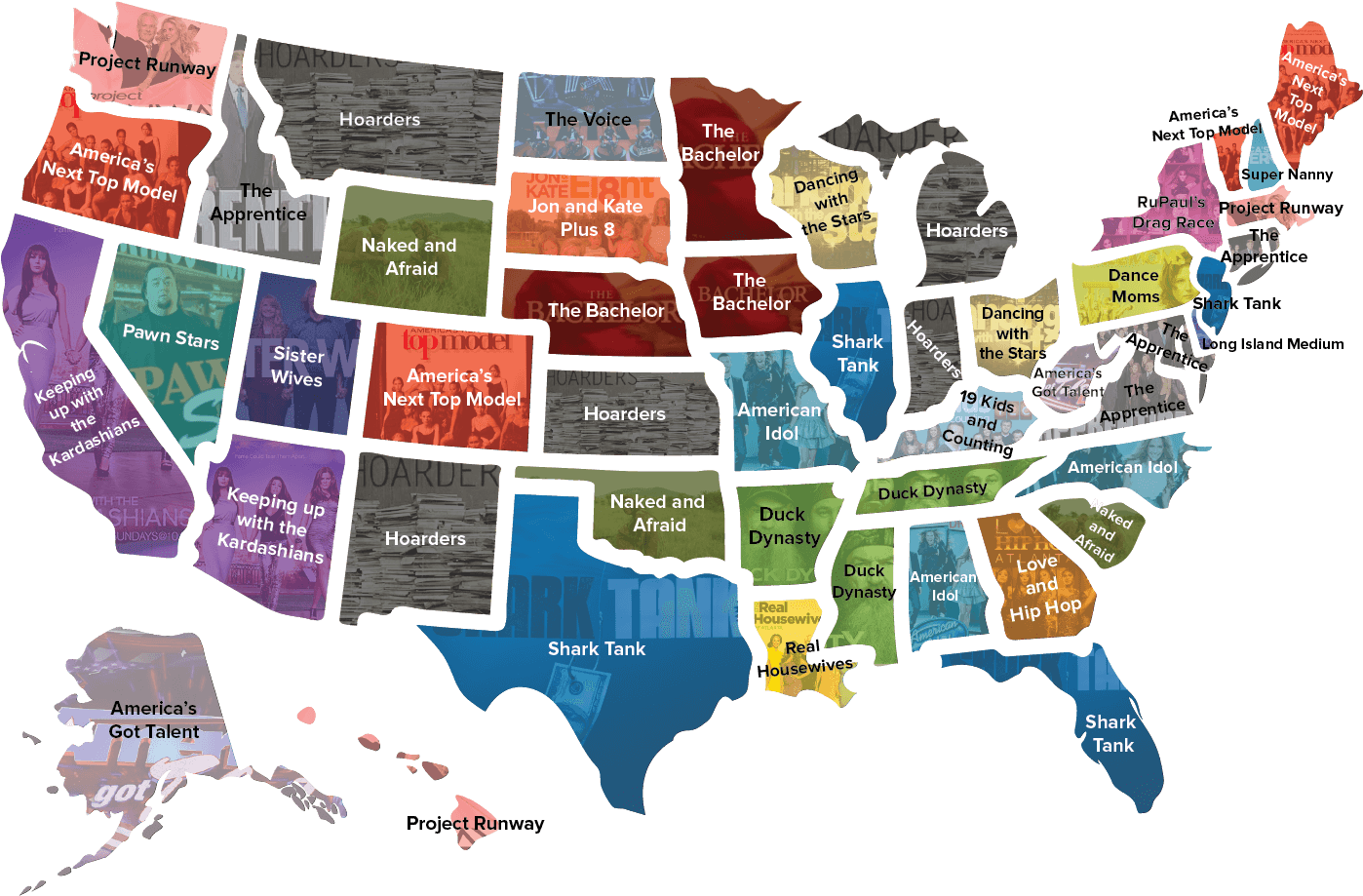 Most Popular Reality Tv Shows By State (1473x942), Png Download