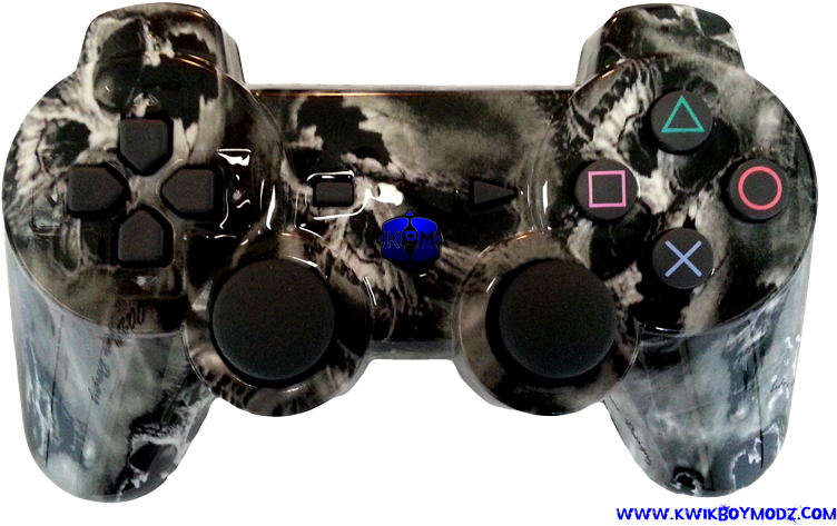 Battered Skulls Dualshock 3 Ps3 Controller, $79 - Game Controller (800x510), Png Download