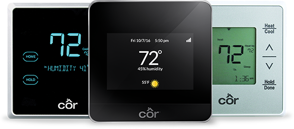 Cor Thermostats - Carrier Cor 7-day Programmable Wi-fi Thermostat Tp-wem01-a (604x266), Png Download