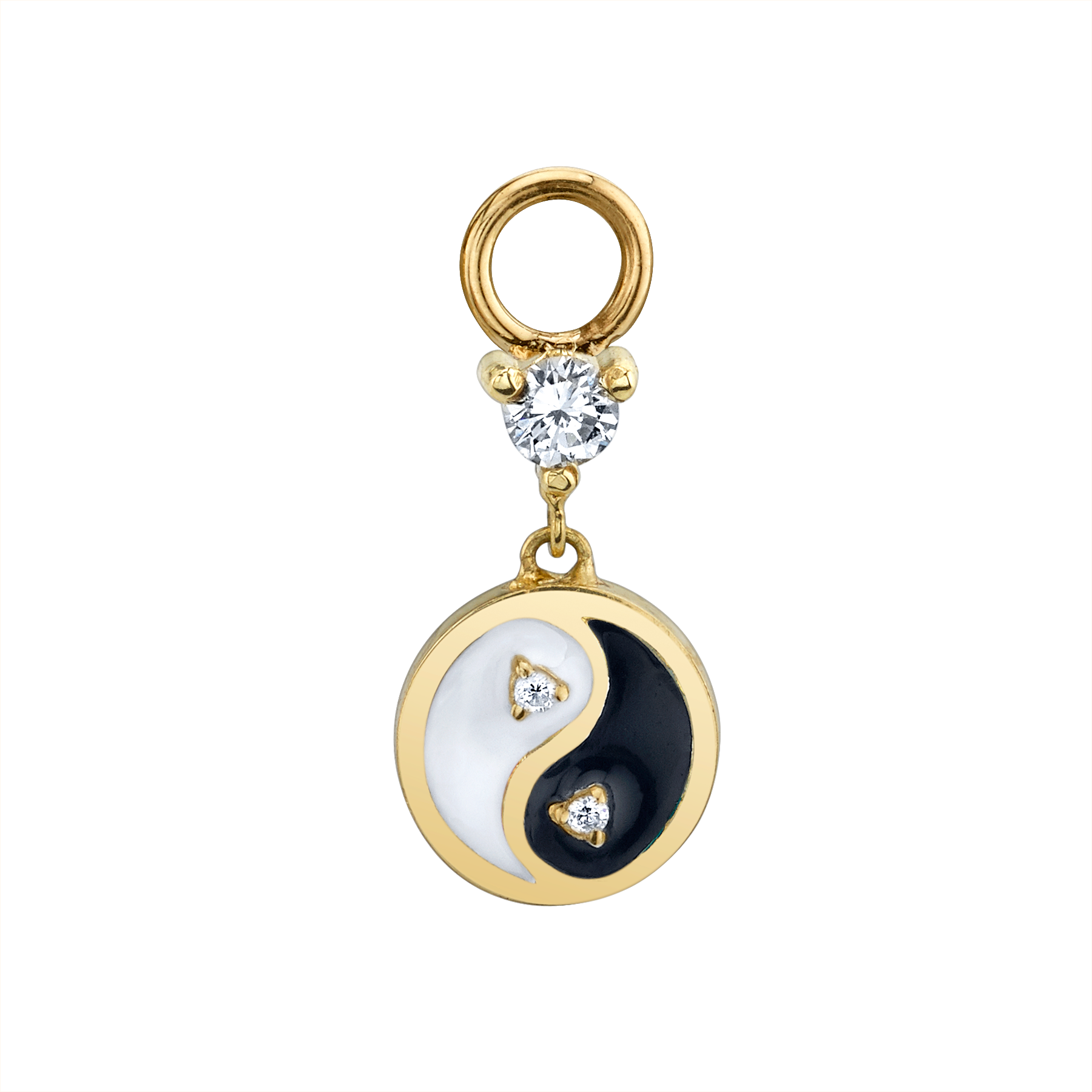 Yin Yang Hoop Earring Charm - Diamond Yin Yang Drops 14k Yellow Gold Turquoise And (1800x1800), Png Download