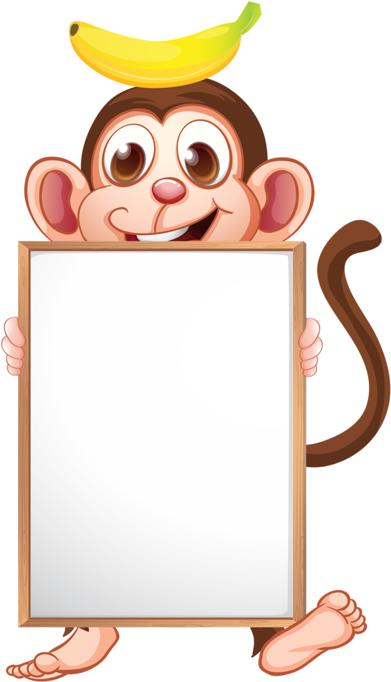 Frames Clipart Monkey - Cartoon Animals With Board (625x1024), Png Download