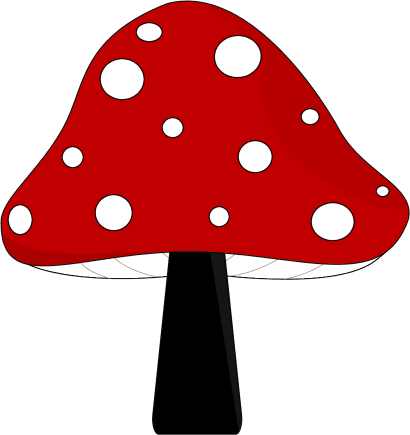 Mushroom Clipart - Black And Red Mushroom (410x435), Png Download