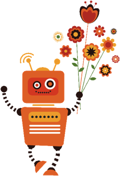 Flower Robot Png - Art Print: Marish's Hipster Vintage Robot With Balloons (400x565), Png Download