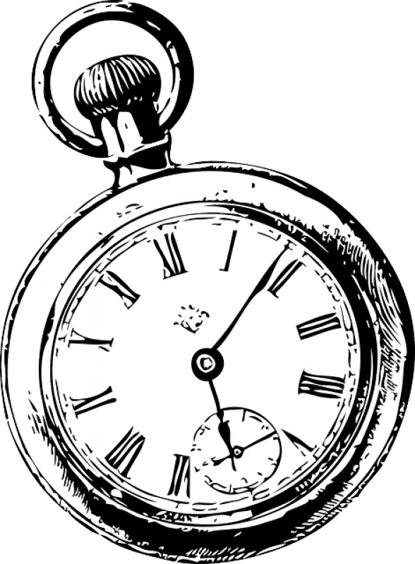 Pocket Watch Sketch (438x595), Png Download