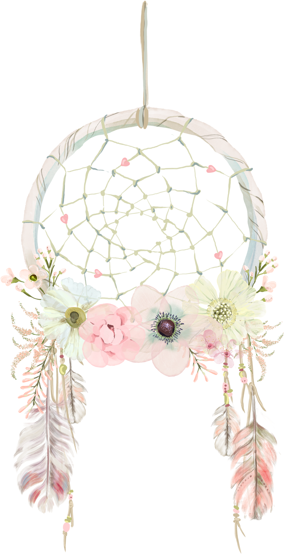Saferbrowser Yahoo Image Search - Floral Dream Catcher Clipart (1000x1919), Png Download