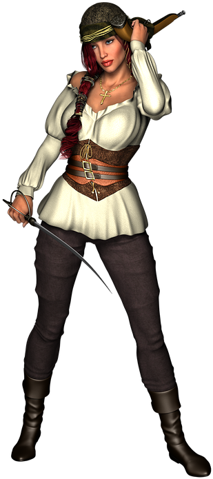 Female Pirate Captain (556x720), Png Download