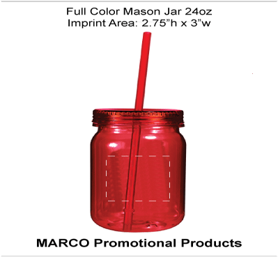 Full Color Mason Jar 24oz - Plastic Bottle (500x500), Png Download