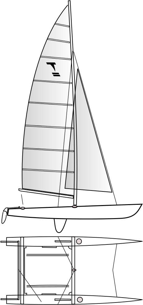 Tornado Catamaran Original Rig - Tornado Katamaran (543x1024), Png Download
