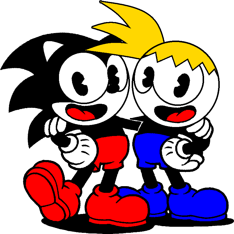 Sonic & Toon Trev No Socks Cuphead Edition - Mii Qr Codes Cuphead (881x922), Png Download