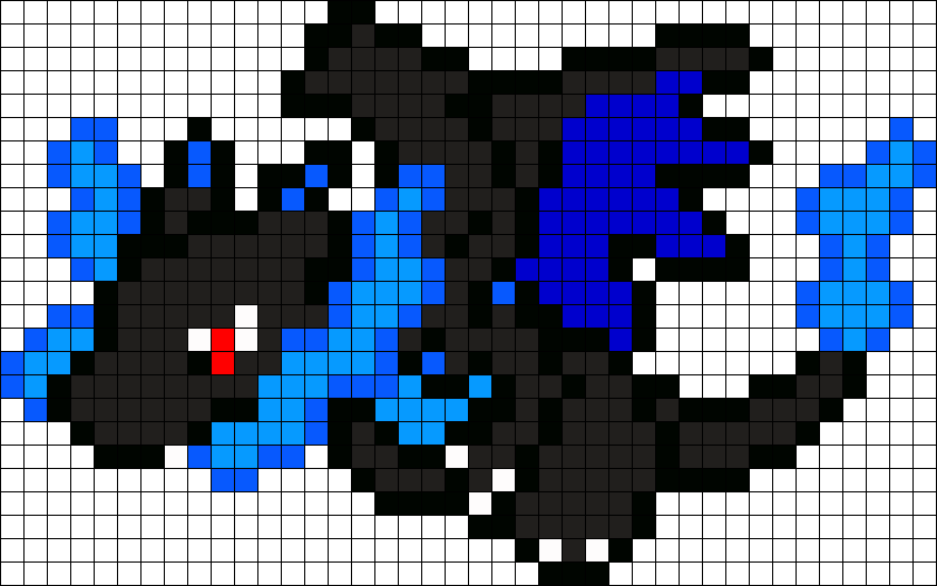 Mega Charizard X Sprite Pokemon Perler Bead Pattern - Mega Charizard X Pixel Art (841x526), Png Download