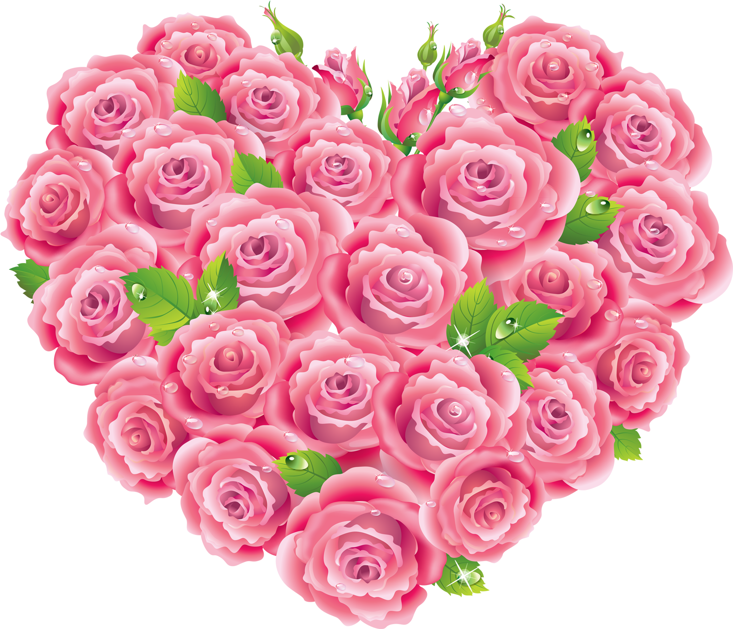 Pink Roses Heart Clipart M=1373234400 - Heart And Roses Clipart (1527x1315), Png Download
