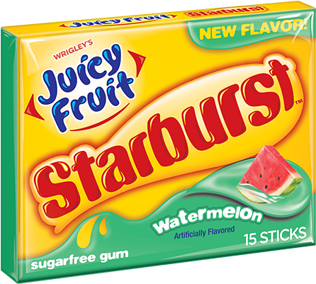 Starburst Watermelon Slim Pack - Juicy Fruit Starburst Gum Watermelon (700x560), Png Download