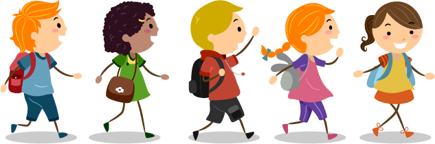 Walk To School Day - Criança Estudante (633x210), Png Download