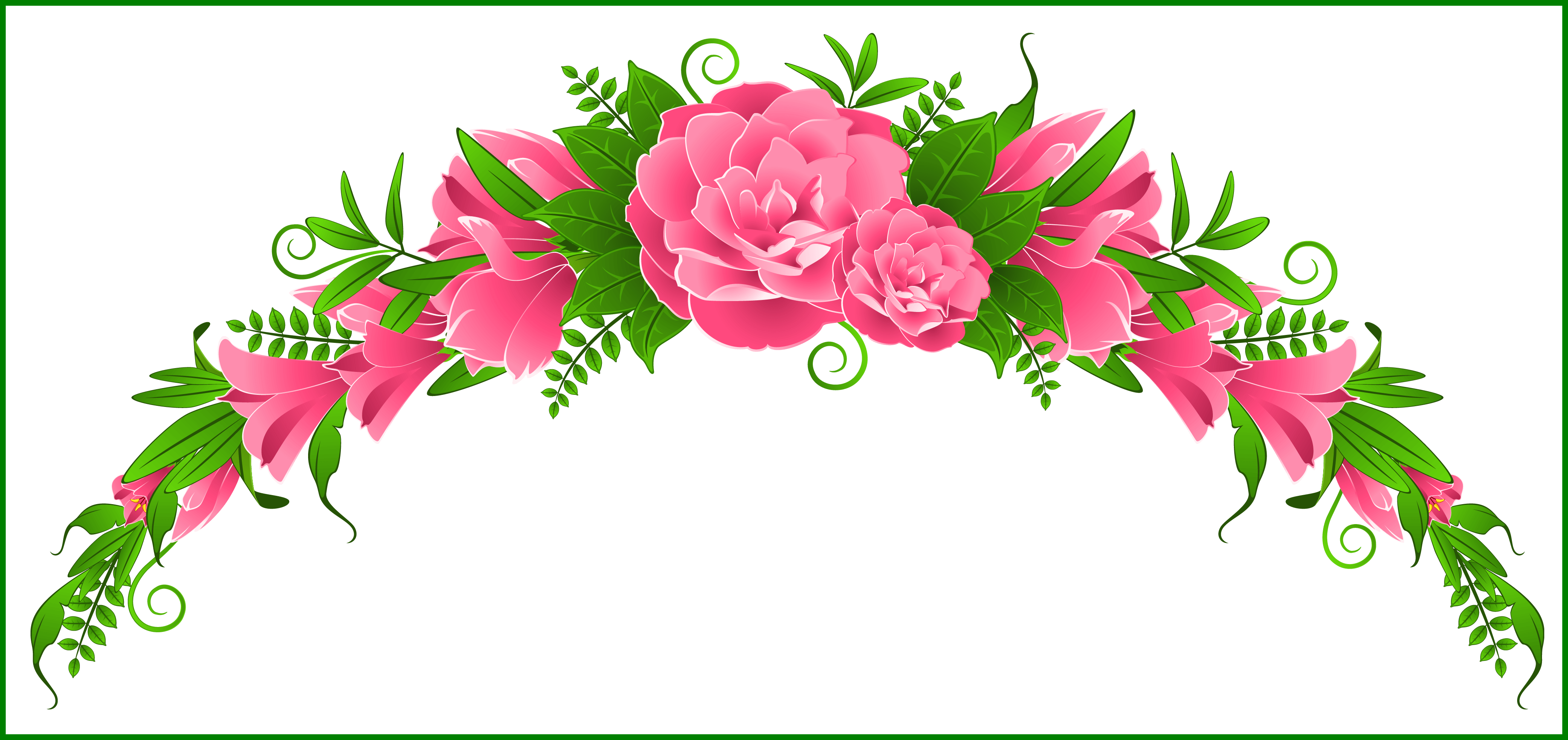 Shocking Pink And Element Png Clipart Gallery Yopriceville - Clipart Flowers (4163x1964), Png Download
