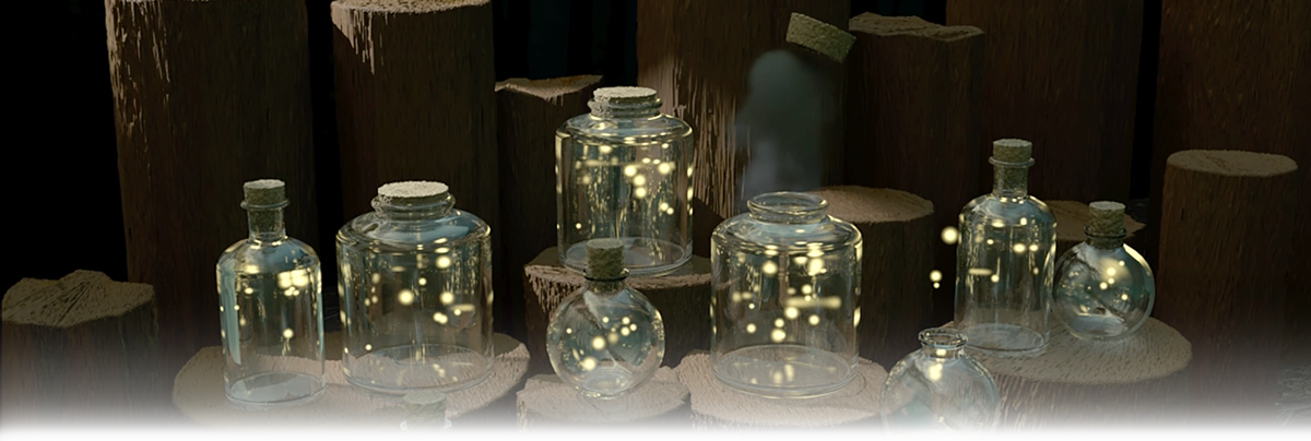Fireflies Mason Jar - Glass Bottle (1200x404), Png Download