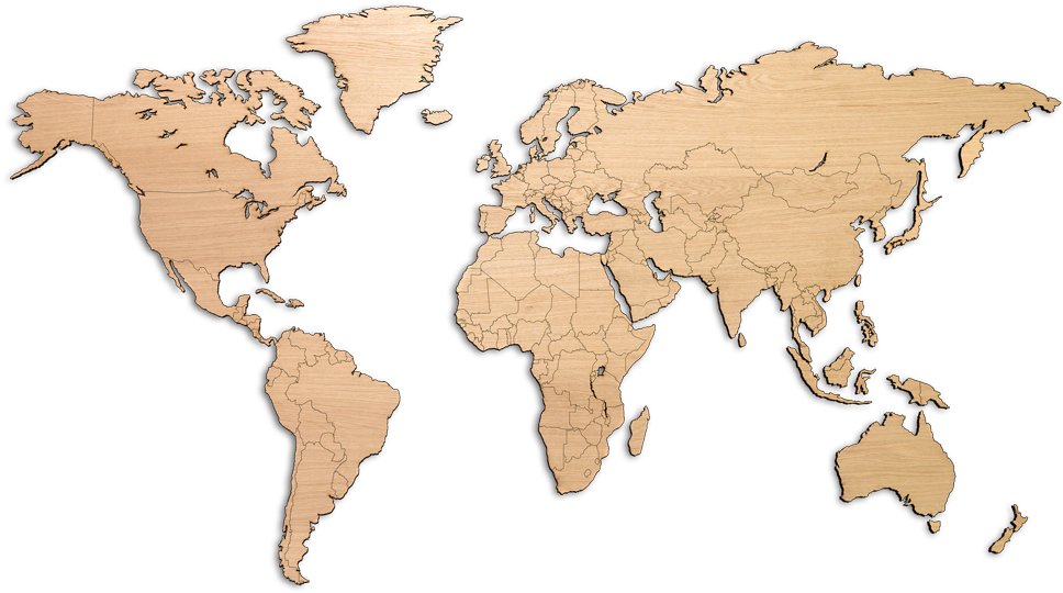 Mapawall - Wooden World Map (1000x556), Png Download
