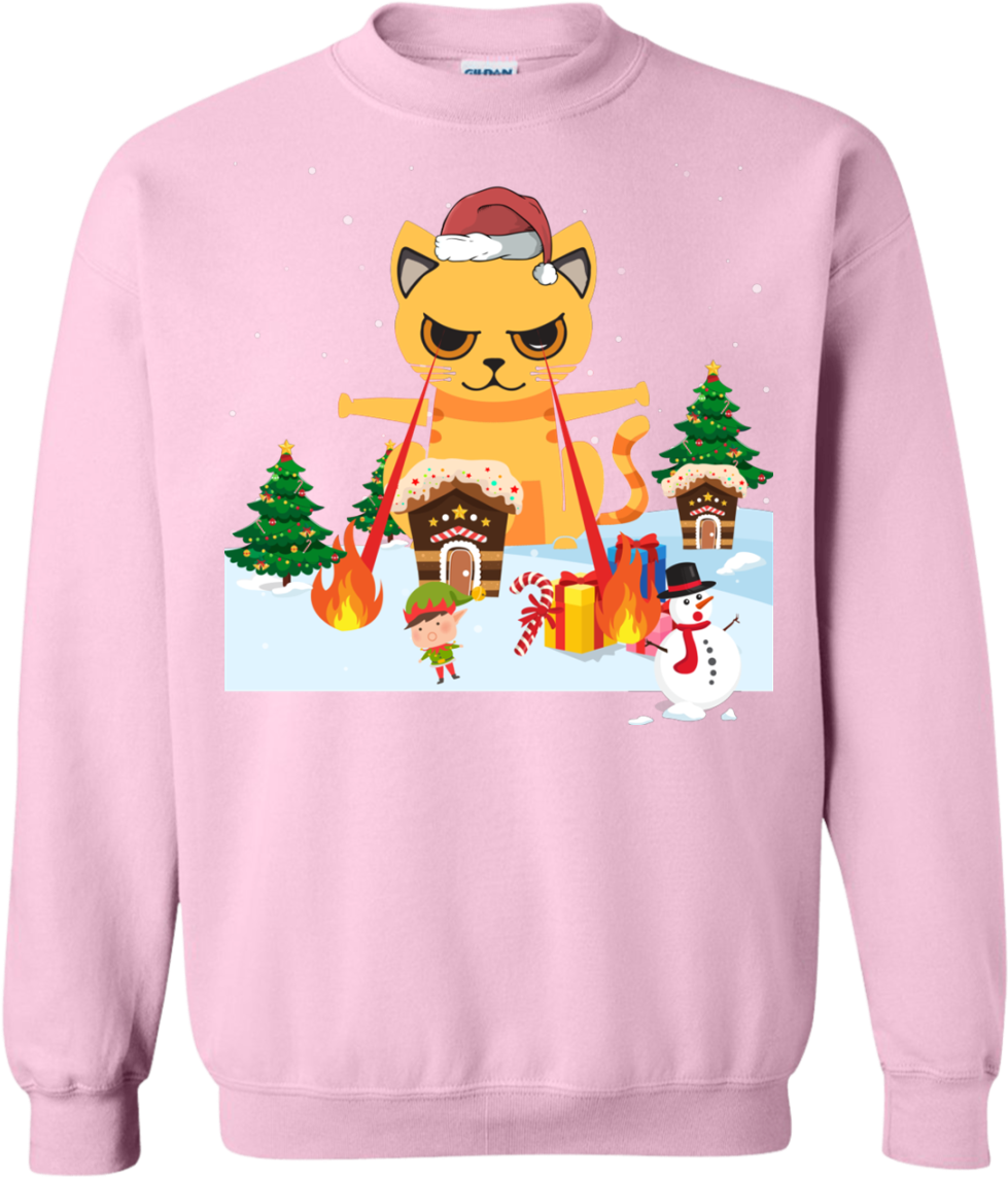 Cat Laser Eyes Funny Crewneck Pullover Sweatshirt - Love Giant Schnauzers T Shirt, If You Can't Love Giant (1155x1155), Png Download