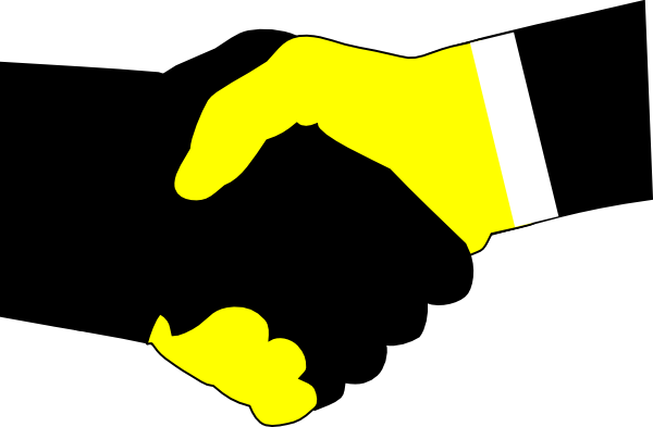 This Free Clipart Png Design Of Handshake Green Yellow (600x393), Png Download