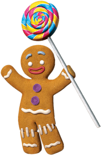 Gingerbread Man With Lolly - Gingerbread Man From Shrek (440x600), Png Download