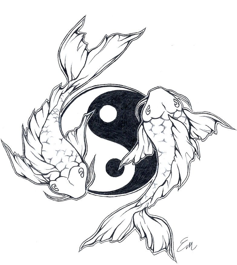 Graphic Transparent Library Yinyang Koi Fish Design - Yin Yang Koi Fish Tattoo Designs (802x900), Png Download