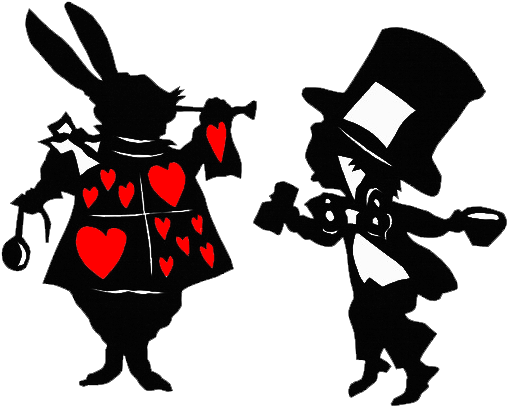 White Rabbit Alice's Adventures In Wonderland Mad Hatter - Alice In Wonderland Black And White Rabit (564x475), Png Download