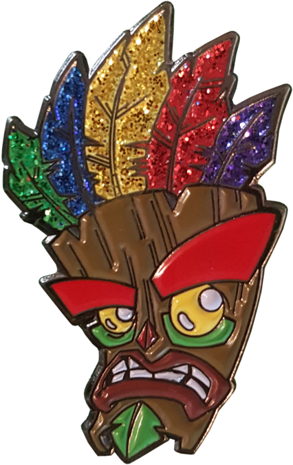 Crash 'glitter' Aku Aku Mask Pin Badge - Aku Aku (1024x1024), Png Download